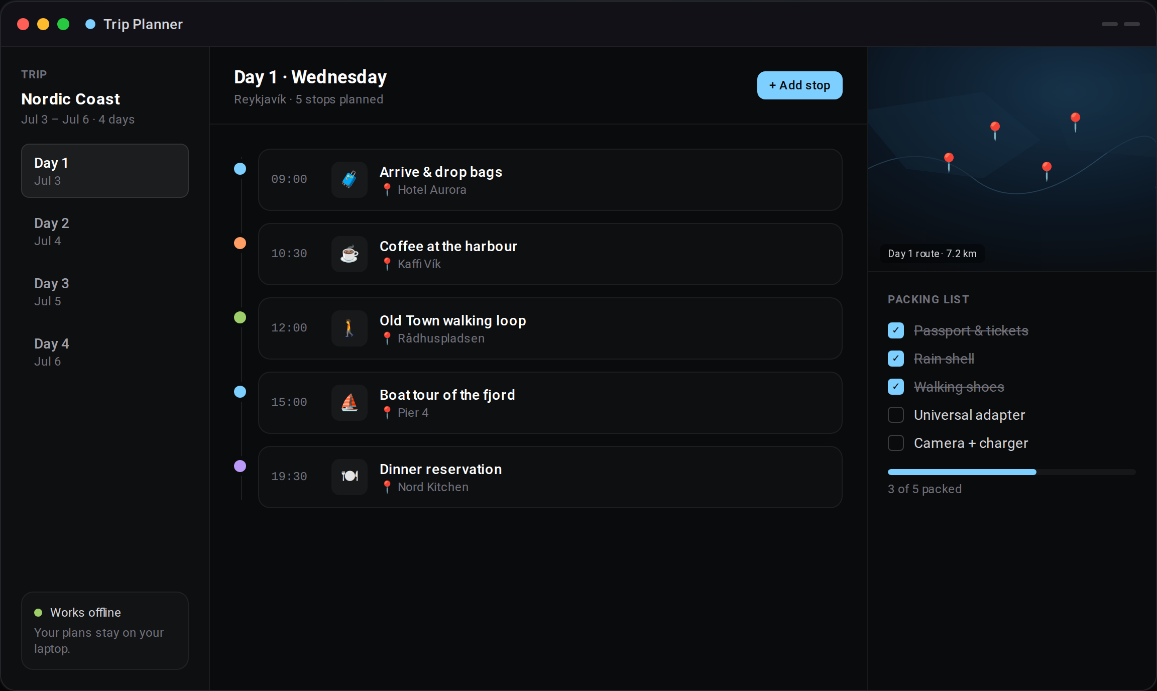 Trip Planner preview